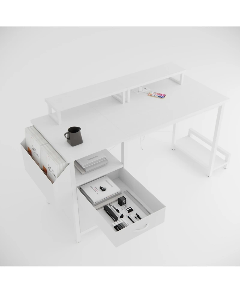 Streamdale Furniture 47" Multifunctional Desk with Power Outlet and Storage
