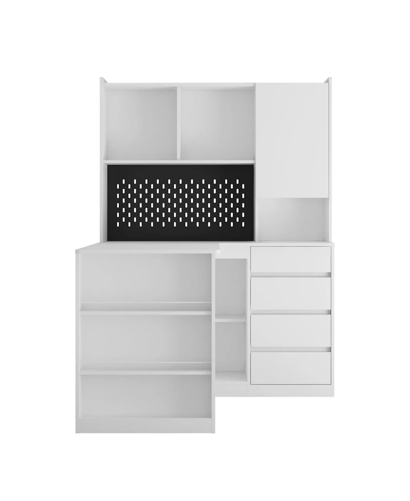 Streamdale Furniture L Shaped Desk with Charger Drawers Led & Storage