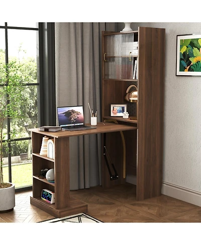 Streamdale Furniture Folding Desk with Storage for Small Spaces