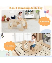 2-in-1 Rocking Horse Arch for Kids with Rocker Arch Climber Comfortable Backrest