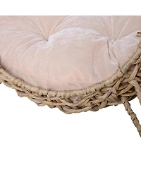 Zeus & Ruta 20.5 Inch Beige Woven Banana Leaf Elevated Cat Bed