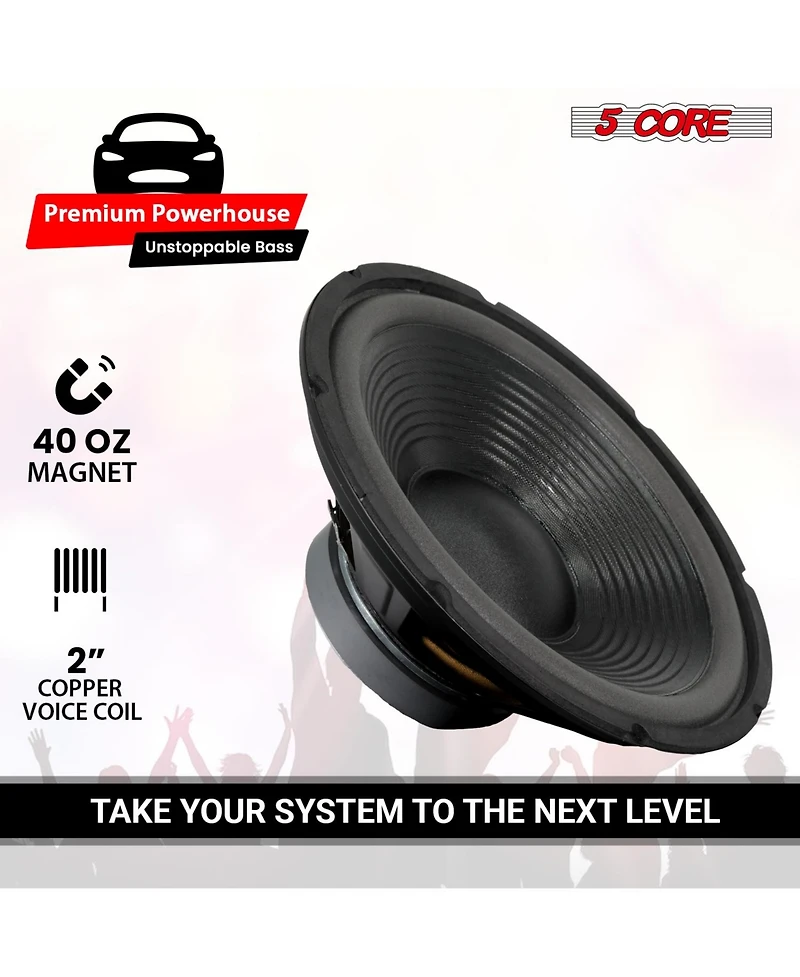 5 Core Car Subwoofer 2Pc 10" 3000W Pro Audio Deep Bass Component Sub Woofer 4Ohm Replacement Speaker
