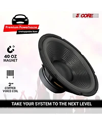 5 Core Car Subwoofer 2Pc 10" 3000W Pro Audio Deep Bass Component Sub Woofer 4Ohm Replacement Speaker