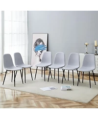 Streamdale Furniture Comfortable Linen-Cotton Dining Set (6 Pieces, Light Gray)