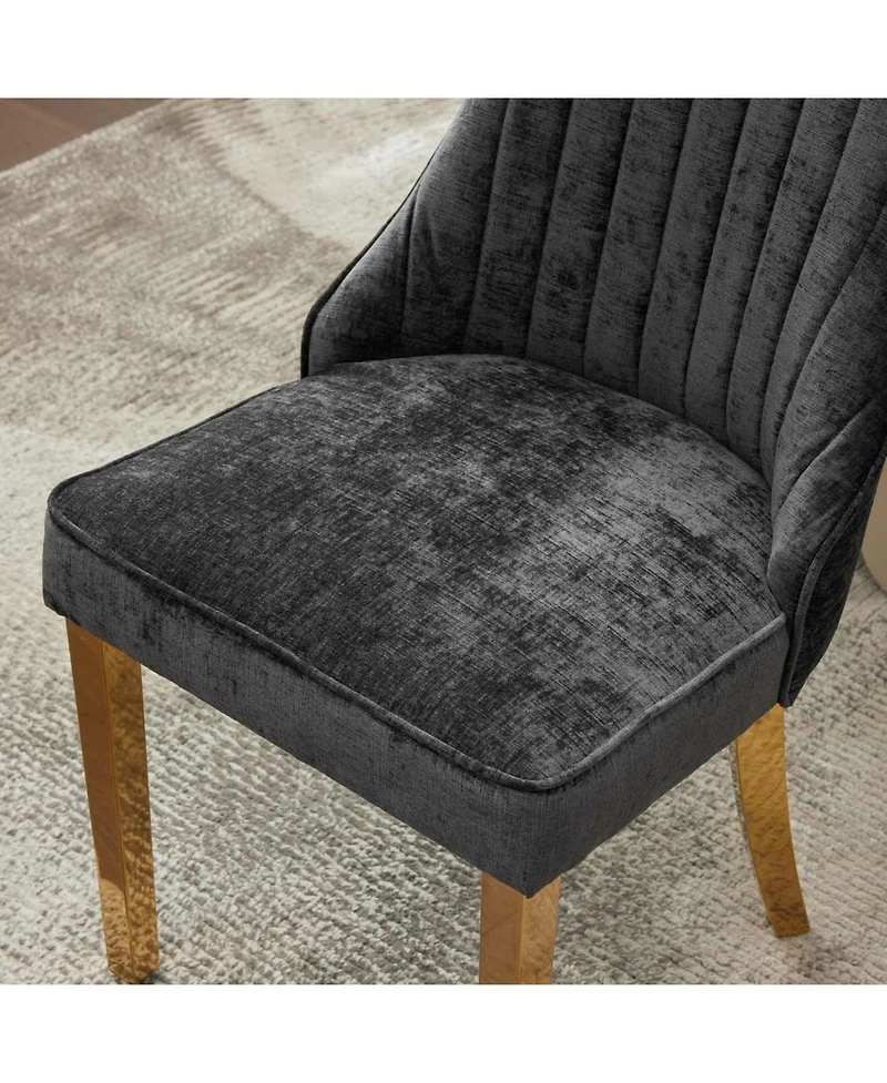 Streamdale Furniture Chenille Dining Chairs Set of 2 Black