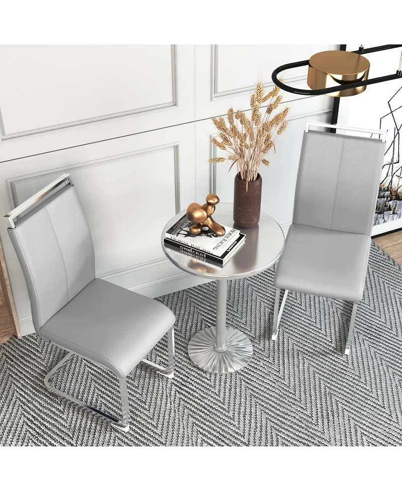 Streamdale Furniture Pu Leather Dining Chairs Chrome Legs