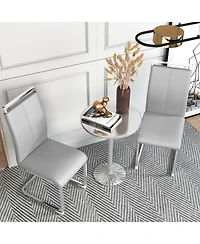 Streamdale Furniture Pu Leather Dining Chairs Chrome Legs