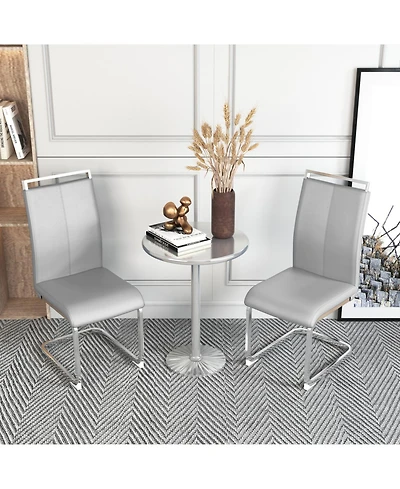 Streamdale Furniture Pu Leather Dining Chairs Chrome Legs