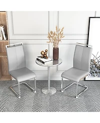 Streamdale Furniture Pu Leather Dining Chairs Chrome Legs