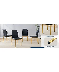 Streamdale Furniture Luxury Black Pu Dining Chairs - Gold Legs (Set of 4)