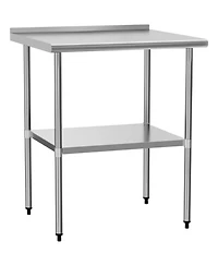 Streamdale Furniture Stainless Steel Table 30x36 with Adjustable Shelf