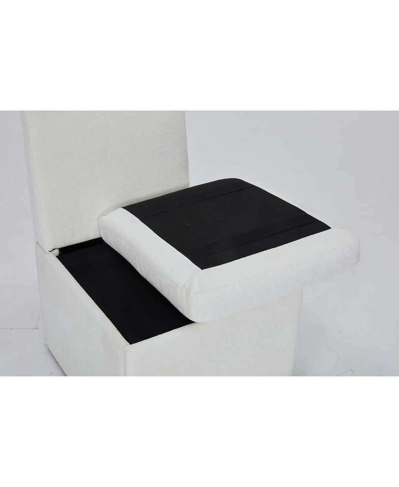 Streamdale Furniture Linen Ivory Dining Chair with Casters & Storage (Set of 2)