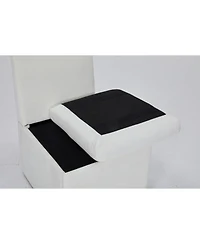 Streamdale Furniture Linen Ivory Dining Chair with Casters & Storage (Set of 2)