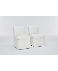 Streamdale Furniture Linen Ivory Dining Chair with Casters & Storage (Set of 2)