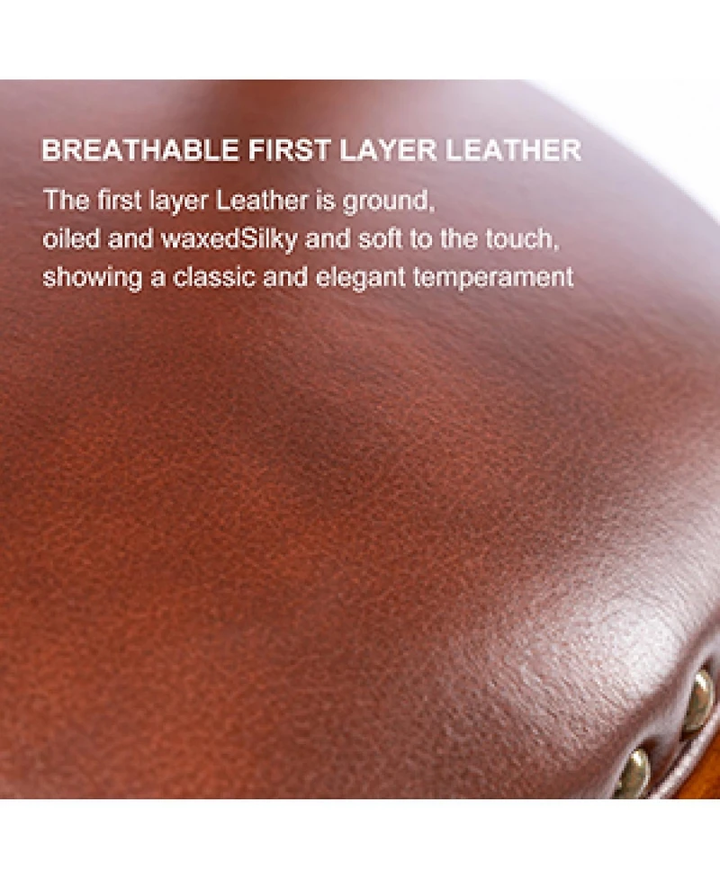 Streamdale Furniture Cow Leather Swivel Bar Stool - 26" - Brown