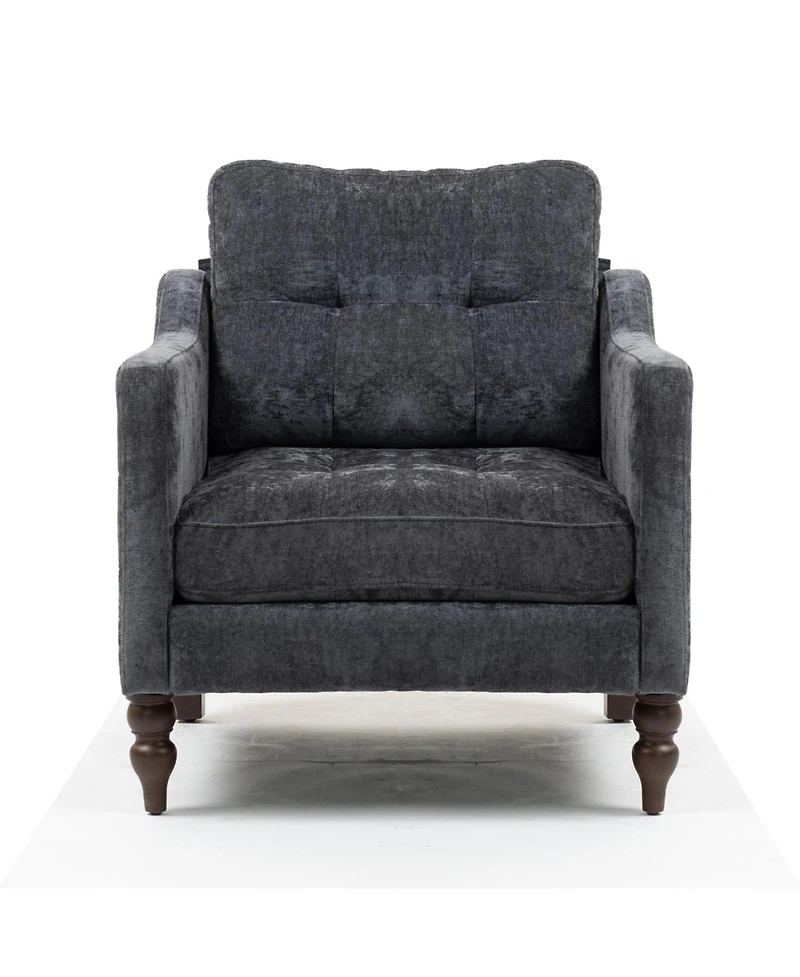 Streamdale Furniture Accent Chenille Chair w/ Usb Ergonomic Back Storage