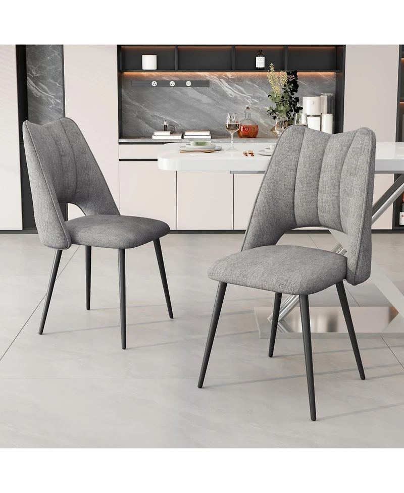 Streamdale Furniture 4-Chair Modern Dining Set Metal Legs Grey
