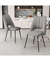 Streamdale Furniture 4-Chair Modern Dining Set Metal Legs Grey