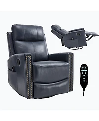 Streamdale Furniture Leather Heat Massage Rocker Swivel Recliner