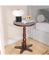 Streamdale Furniture Round End Table - Wooden Pedestal, Vintage Accent (Walnut