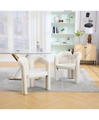 Streamdale Velvet Accent/Dining Chair Set of 2 (Beige Teddy)