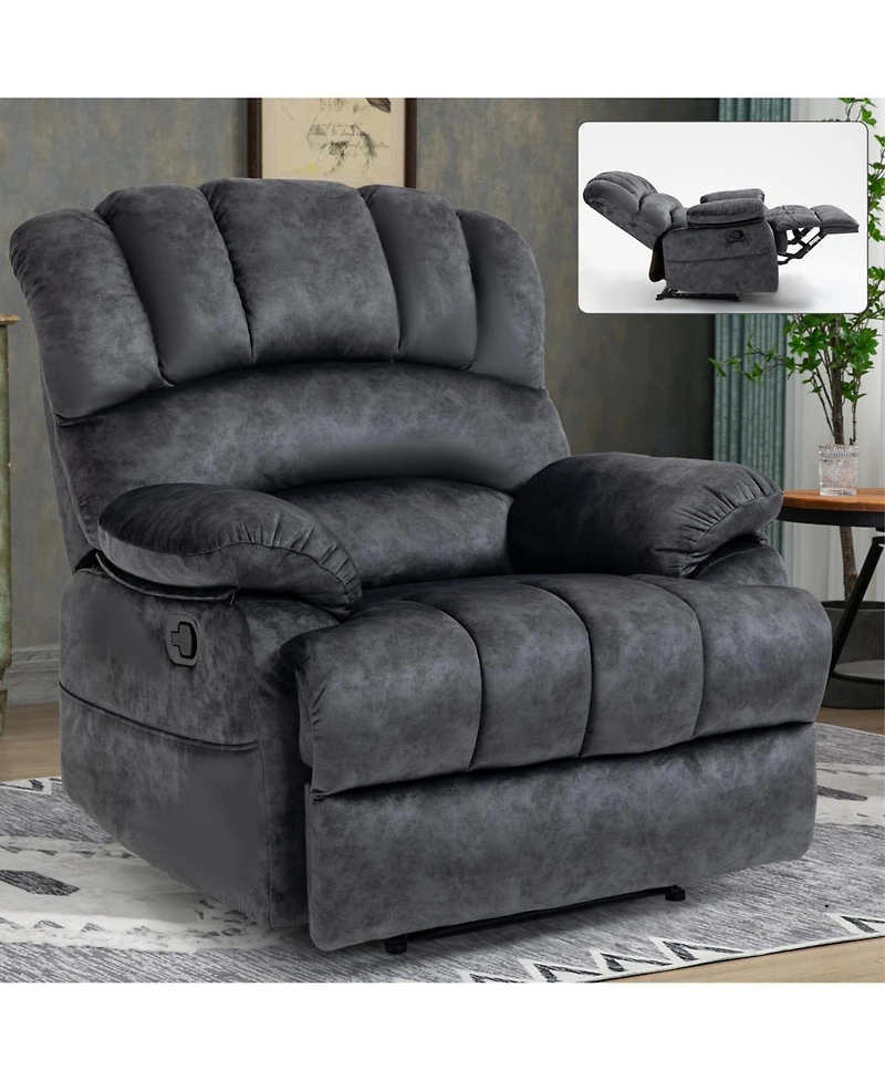 Streamdale Furniture Large Manual Recliner Chair in Fabric for Living Room