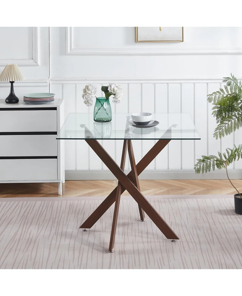 Streamdale Furniture Modern Glass Top Dining Table