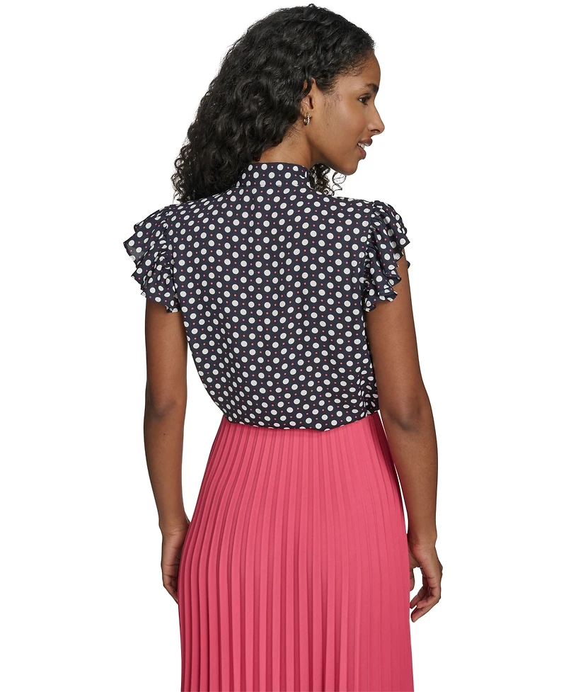 Tommy Hilfiger Women's Double Dot Tie Neck Top