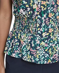 Tommy Hilfiger Women's Floral Smocked Peplum Top