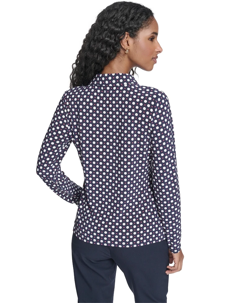 Tommy Hilfiger Women's Double Dot Long-Sleeve Button Down Shirt