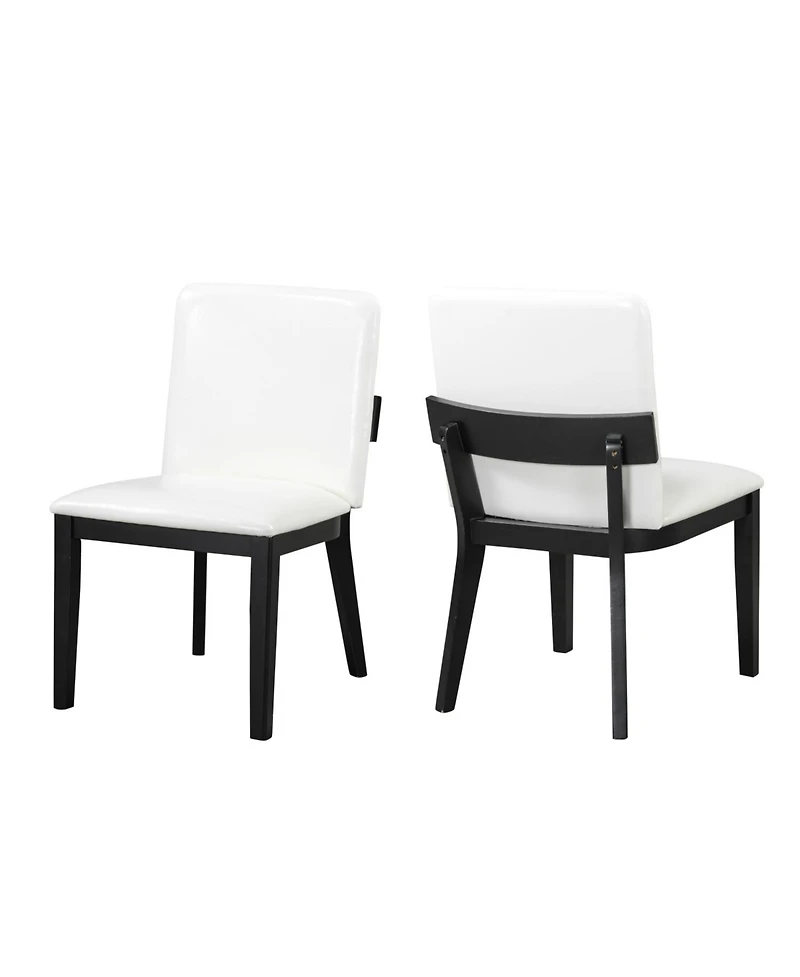 Streamdale Furniture Wood & White Leather Dining Chairs