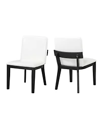 Streamdale Furniture Wood & White Leather Dining Chairs