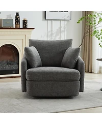 Streamdale Furniture Chenille Swivel Accent Chair with Pillows