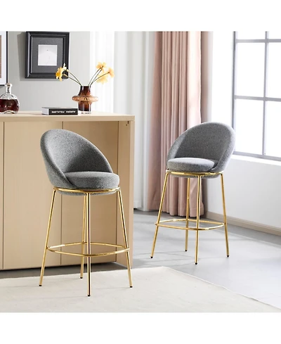 Streamdale Furniture Celano Gold & Gray Upholstered Barstools (Set of 2 )