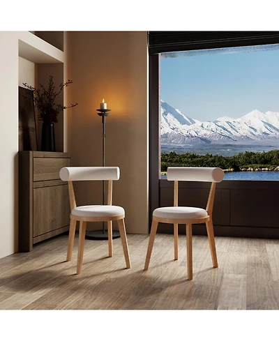 Streamdale Furniture Set of 2 Modern Upholstered Dining Chairs, Rubberwood