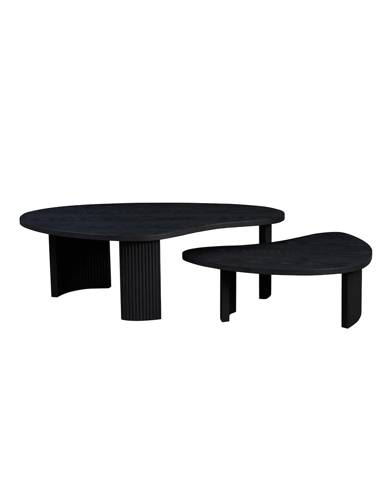 Streamdale Modern Irregular Coffee Table Set, Nesting End Tables, Black