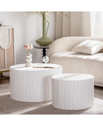 Streamdale Furniture Nesting Coffee Table Set - Round Wood Modern Accent Tables