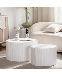 Streamdale Furniture Nesting Coffee Table Set - Round Wood Modern Accent Tables