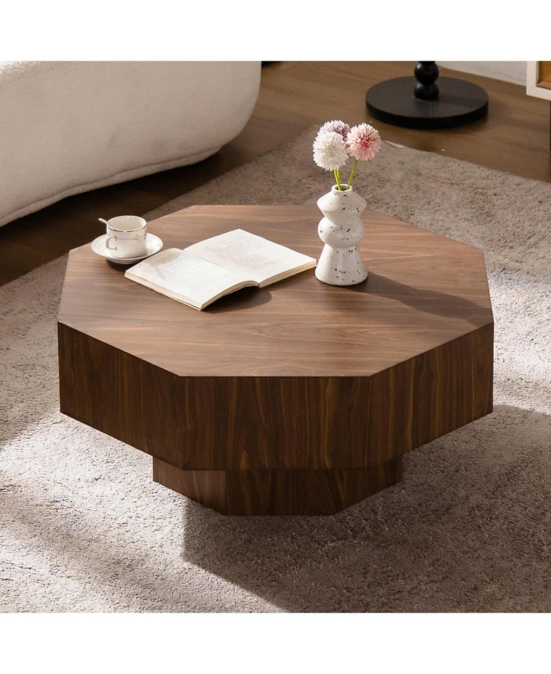 Streamdale Furniture 30.5" Walnut Octagon Coffee Table - Living Room/Office