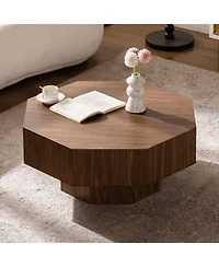 Streamdale Furniture 30.5" Walnut Octagon Coffee Table - Living Room/Office