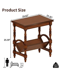 Streamdale Furniture Classic Wooden Side Table with Magazine Rack
