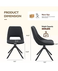 Streamdale Furniture Swivel Dining Chairs Set of 2, Gold Mesh Leather, High Back