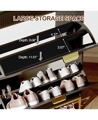 gaomon Fluted Shoe Storage Cabinet, Narrow Organizer with 2 Flip Drawers