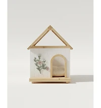 Zeus & Ruta Fsc Cedar Floral Carved Transparent Roof Cat House