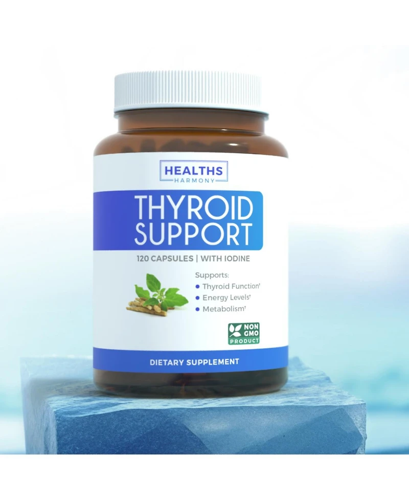 Healths Harmony Thyroid Support Capsules, Hypothyroidism Supplement for Women and for Men, Health's Harmony, 120ct