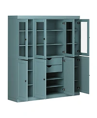 Palace Imports 100% Solid Wood 65" Pantry China Cabinet with Clear Glass, Shaker Doors