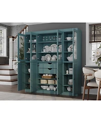 Palace Imports 100% Solid Wood 65" Pantry China Cabinet with Clear Glass, Shaker Doors