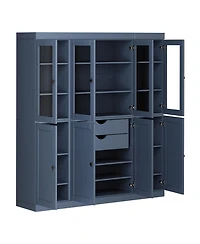 Palace Imports 100% Solid Wood 65" Pantry China Cabinet with Clear Glass, Shaker Doors