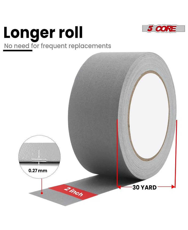 5 Core Gaffers Tape 2" 30 Yards 4Pcs No Residue Water Resistant Matte Heavy Duty