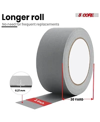 5 Core Gaffers Tape 2" 30 Yards 4Pcs No Residue Water Resistant Matte Heavy Duty